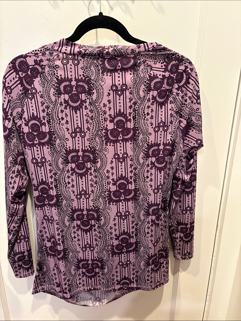 Bisou Bisou Lilac and Dark Purple Floral Cowl Neck Blouse Top BN534 - Picture 4 of 4